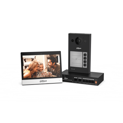 طقم إنتركوم IP فاخر للفلل KTP04 Pro – محطة خارجية معدنية + شاشة داخلية لمس + سويتش PoE